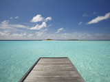 Wooden Jetty and Tropical Sea, View From Island, Maldives, Indian Ocean, Asia&10; Photographic Print by Sakis Papadopoulos