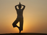 Sunset Meditation in the Desert, Abu Dhabi, United Arab Emirates, Middle East Photographic Print
