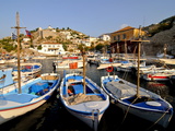 Small Boats in the Harbour of the Island of Hydra, Greek Islands, Greece, Europe Fotografie-Druck