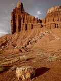Chimney Rock With Storm Clouds, Capitol Reef National Park, Utah, USA Photographic Print