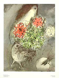 Frau, Blumen und Vogel Prints by Marc Chagall