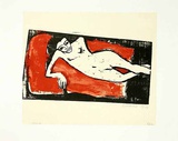 Fränzi liegend, c.1910 Sammlerdrucke von Erich Heckel