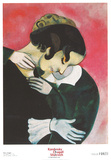 Liebende in Rosa Poster von Marc Chagall
