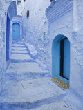 Blue Painted Doorways and Steps, Chefchaouen, Morocco, North Africa, Africa Photographic Print