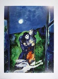 Lovers in the moonlight Poster von Marc Chagall