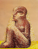 Sitzende Figur mit Schleier Sammlerdrucke von Horst Antes