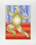 Tennis Rot/Blau auf Silber Limited Edition by Victor Vasarely
