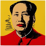 Mao Tse-Tung Kopf Beige-Rot Serigrafie von Andy Warhol