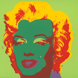Marilyn Kopf Dunkelgrün-Rot-Gelb Serigraph by Andy Warhol