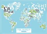The World, 2011 Political Map (Light Blue) Sérigraphie par Kyle & Courtney Harmon