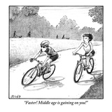 "Faster! Middle age is gaining on you!" - New Yorker Cartoon Premium Giclee Print by Harry Bliss