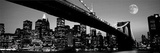 New York City - Brooklyn Bridge at Night B&W Posters