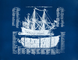 Old Ship Diagram (blue) Serigrafie von Kyle & Courtney Harmon