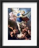 The Archangel Michael Estampe encadrée par Luca Giordano