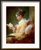 Young Girl Reading Gerahmter Giclée-Druck von Jean-Honoré Fragonard