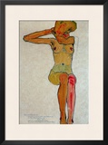 Seated Female Nude with Raised Right Arm, 1910 Framed Giclee Print by Egon Schiele