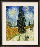 Road with Cypresses, c.1890 Lámina giclée enmarcada por Vincent van Gogh Road with Cypresses, c.1890 Lámina giclée enmarcada por Vincent van Gogh