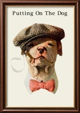 Dog in Hat and Bow Tie Smoking a Cigar Print