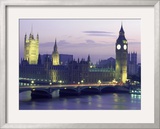 Houses of Parliament at Night, London, England Framed Photographic Print by Walter Bibikow