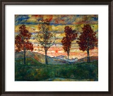 Four Trees, 1917 Ingelijste gicléedruk van Egon Schiele