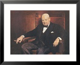 Sir Winston Churchill Estampe encadrée par Arthur Pan