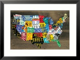 Carte des Etats-Unis II Estampe encadrée par Aaron Foster