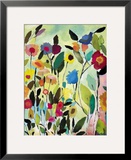 Garden with Blue Tulip Framed Giclee Print by Kim Parker