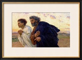 The Disciples Peter and John Running to Sepulchre on the Morning of the Resurrection, circa 1898 Framed Giclee Print by Eugene Burnand