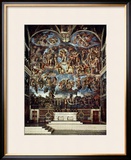 Sistine Chapel with the Retable of the Last Judgement (Fall of the Damned) Framed Giclee Print by Michelangelo Buonarroti 