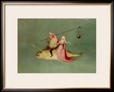 The Temptation of St. Anthony, Right Hand Panel, Detail of a Couple Riding a Fish Framed Giclee Print by Hieronymus Bosch