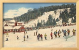 Skiing at Big Bromley, Manchester, Vermont Framed Giclee Print