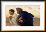 The Disciples Peter and John Running to Sepulchre on the Morning of the Resurrection, circa 1898 Innrammet Giclee-trykk av Eugene Burnand The Disciples Peter and John Running to Sepulchre on the Morning of the Resurrection, circa 1898 Innrammet Giclee-trykk av Eugene Burnand