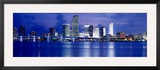 Panoramic View of an Urban Skyline at Night, Miami, Florida, USA Framed Photographic Print by Paula Scaletta