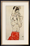 Standing Male Nude with Red Loincloth, 1914 Estampe encadrée par Egon Schiele