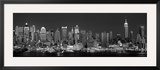 West Side Skyline at Night in Black and White, New York, USA Framed Photographic Print by Panoramic Images 