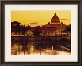 St Peter's Basilica and Ponte Saint Angelo, Rome, Italy Framed Photographic Print by Doug Pearson