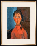Girl with Pigtails, circa 1918 Framed Giclee Print by Amedeo Modigliani