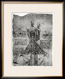 Bone Structure of the Human Neck and Shoulder, Facsimile Copy Framed Giclee Print by Leonardo da Vinci 