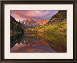 Maroon Bells Reflected on Maroon Lake at Sunrise, White River National Forest, Colorado, USA Framed Photographic Print by Adam Jones