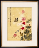 Corn Poppy and Butterflies, 1702 Framed Giclee Print by Ma Yuanyu