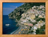 Amalfi Coast, Coastal View and Village, Positano, Campania, Italy Gerahmter Fotografie-Druck von Steve Vidler