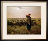 Shepherdess with Her Flock, 1863 Framed Giclee Print by Jean-François Millet