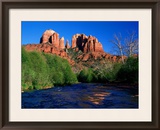 Cathedral Rock Above Oak Creek at Red River Crossing, Sedona, Arizona Framed Photographic Print by David Tomlinson