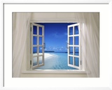 Beach Beckoning Through Open Window Gerahmter Fotografie-Druck
