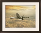 Jumbo Jet Above Clouds at 35,000 Feet Framed Photographic Print by Peter Walton