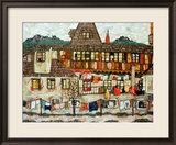 House with Drying Laundry, 1917 Estampe encadrée par Egon Schiele