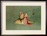 The Temptation of St. Anthony, Right Hand Panel, Detail of a Couple Riding a Fish Framed Giclee Print by Hieronymus Bosch