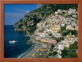 Amalfi Coast, Coastal View and Village, Positano, Campania, Italy Framed Photographic Print by Steve Vidler