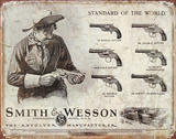 Smith and Wesson Revolvers Standard of the World Tin Sign