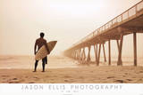 Jason Ellis In the Mist Surfer on Beach Art Print Poster Posters